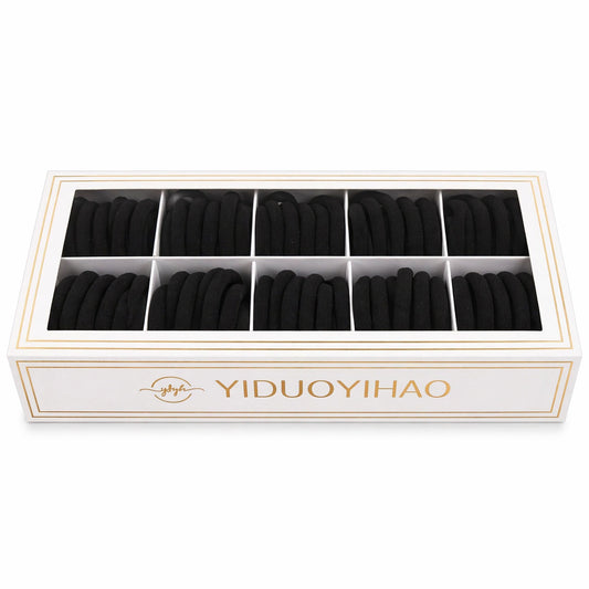Set 100 elastice de păr negre din textil, rezistente, pentru uz zilnic