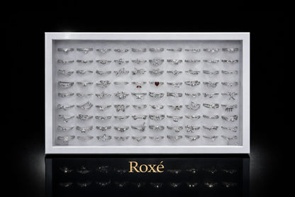 Set 100 inele argintii dama, modele diverse, marime reglabila, colectie eleganta ROXE