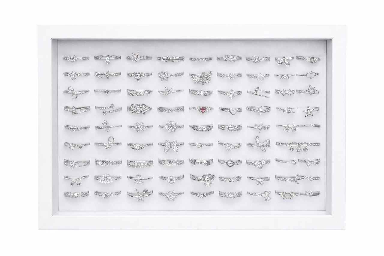 Set 100 inele argintii dama, modele diverse, marime reglabila, colectie eleganta ROXE