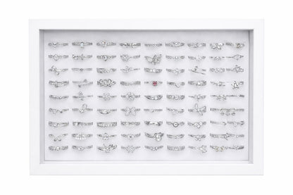 Set 100 inele argintii dama, modele diverse, marime reglabila, colectie eleganta ROXE