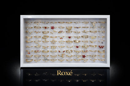 Set 100 inele aurii dama, modele diverse, marime reglabila, colectie eleganta ROXE