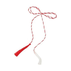 Set 100 snururi martisor rasucite, lungime 40 cm, model traditional alb-rosu