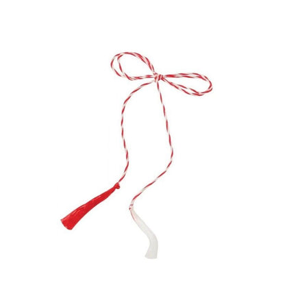 Set 100 snururi martisor rasucite, lungime 40 cm, model traditional alb-rosu
