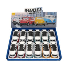 Set 12 Autobuze Retro Metalice cu Usi Deschise, Jucarii Masinute 3+