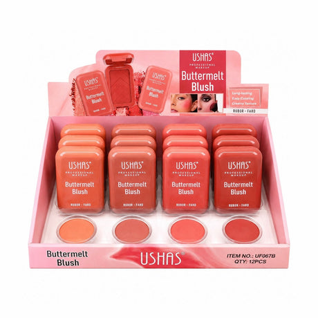 Set 12 Blush-uri USHAS Buttermelt – Nuanțe Nude, Textură Catifelată, Finish Natural