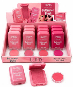 Set 12 Blush-uri USHAS Buttermelt – Nuanțe Roz, Textură Catifelată, Pigmentare Intensă