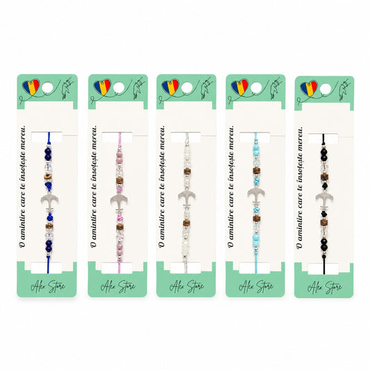 Set 12 Brățări cu Pandantiv Ancoră, Reglabile, Multicolore,