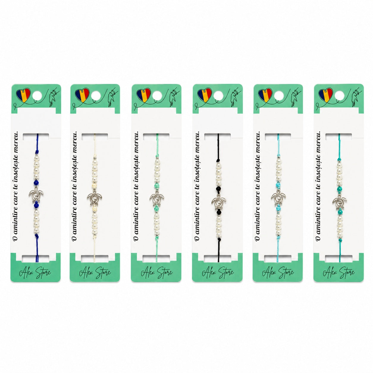 Set 12 Brățări cu Pandantiv Broască Țestoasă, Reglabile, Multicolore