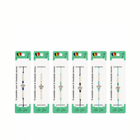 Set 12 Brățări cu Pandantiv Broască Țestoasă, Reglabile, Multicolore
