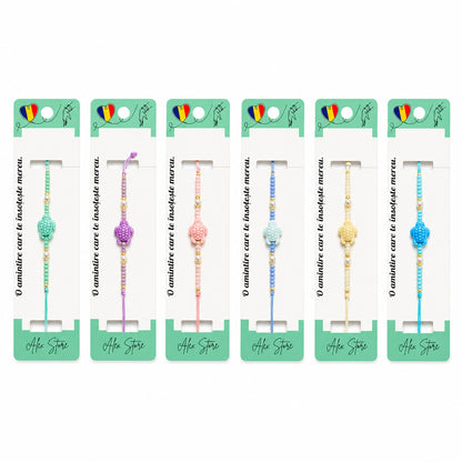 Set 12 Brățări cu Pandantiv Broscuță Colorată, Reglabile, Multicolore