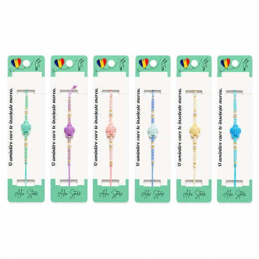 Set 12 Brățări cu Pandantiv Broscuță Colorată, Reglabile, Multicolore