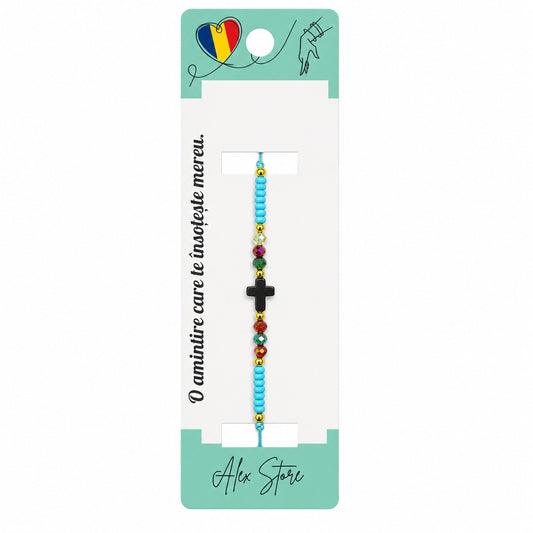 Set 12 Brățări cu Pandantiv Cruce, Reglabile, Multicolore