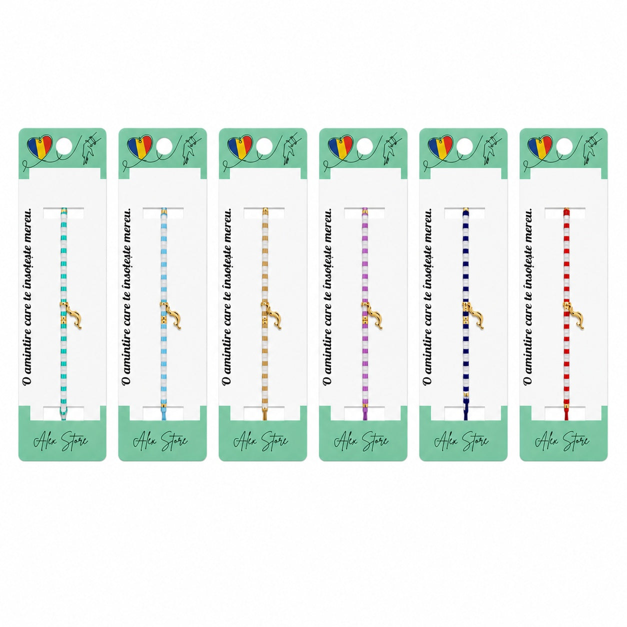 Set 12 Brățări cu Pandantiv Delfin, Reglabile, Multicolore