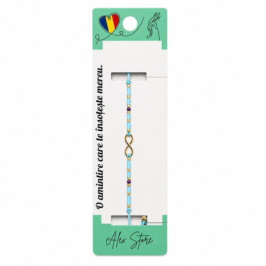 Set 12 Brățări cu Pandantiv Infinit, Reglabile, Multicolore, Mărgele Decorative și Accente Aurii