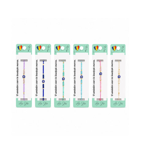 Set 12 Brățări cu Pandantiv Ochi Protector, Reglabile, Multicolore, cu Mărgele Decorative