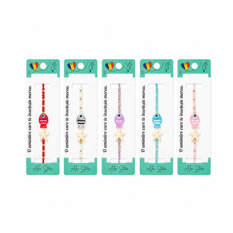 Set 12 Brățări cu Pandantiv Peștișor și Stea de Mare, Reglabile, Multicolore