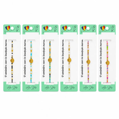Set 12 Brățări cu Pandantiv Scoică Aurie, Reglabile, Multicolore