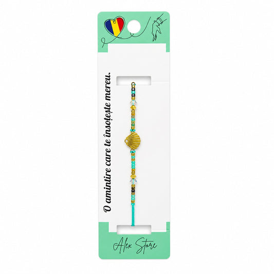 Set 12 Brățări cu Pandantiv Scoică Aurie, Reglabile, Multicolore