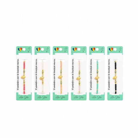 Set 12 Brățări cu Pandantiv Scoică, Reglabile, Multicolore, cu Mărgele Decorative și Accente Aurii