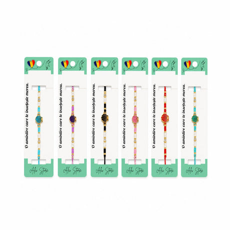 Set 12 Brățări cu Pandantiv Scoică, Reglabile, Multicolore, Mărgele Decorative și Accente Aurii