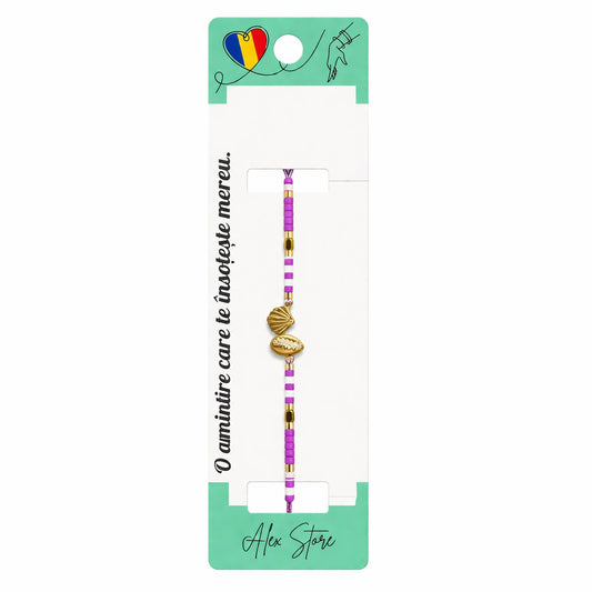 Set 12 Brățări cu Pandantiv Scoici Aurii, Reglabile, Multicolore, Mărgele Decorative