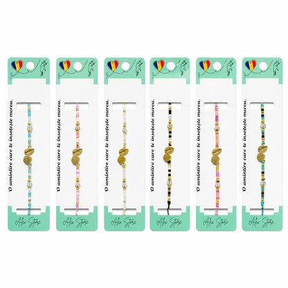 Set 12 Brățări cu Pandantiv Scoici Aurii, Reglabile, Multicolore