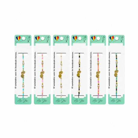 Set 12 Brățări cu Pandantiv Scoici Aurii, Reglabile, Multicolore