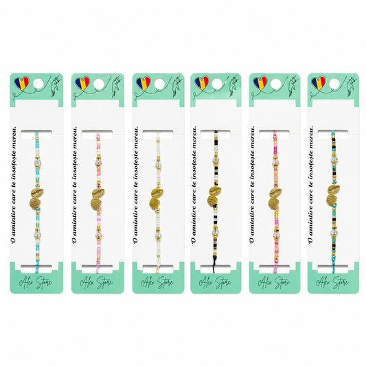 Set 12 Brățări cu Pandantiv Scoici Aurii, Reglabile, Multicolore