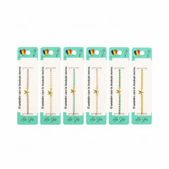 Set 12 Brățări cu Pandantiv Stea de Mare, Reglabile, Multicolore, cu Accente Aurii