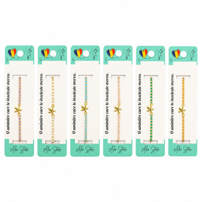 Set 12 Brățări cu Pandantiv Stea de Mare, Reglabile, Multicolore, cu Accente Aurii