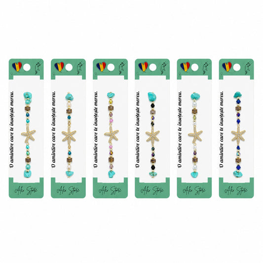 Set 12 Brățări cu Pandantiv Stea de Mare, Reglabile, Multicolore, Stil Marin Elegant