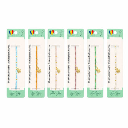 Set 12 Brățări cu Pandantiv Stea de Mare și Cristal, Multicolore
