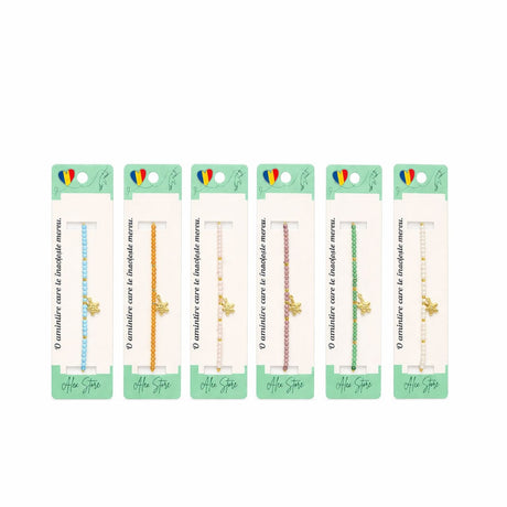 Set 12 Brățări cu Pandantiv Stea de Mare și Cristal, Multicolore