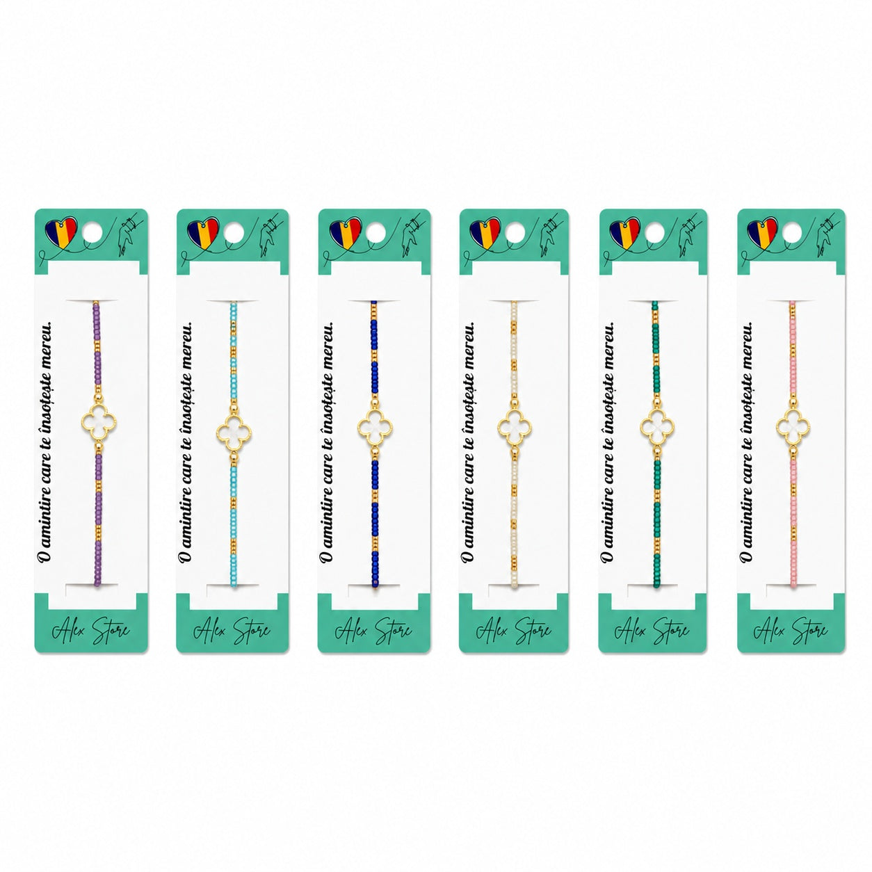 Set 12 Brățări cu Pandantiv Trifoi, Reglabile, Multicolore, Elegante și Delicate