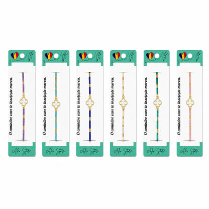 Set 12 Brățări cu Pandantiv Trifoi, Reglabile, Multicolore, Elegante și Delicate