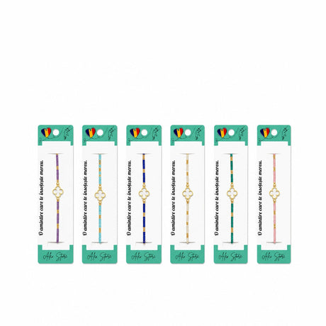 Set 12 Brățări cu Pandantiv Trifoi, Reglabile, Multicolore, Elegante și Delicate