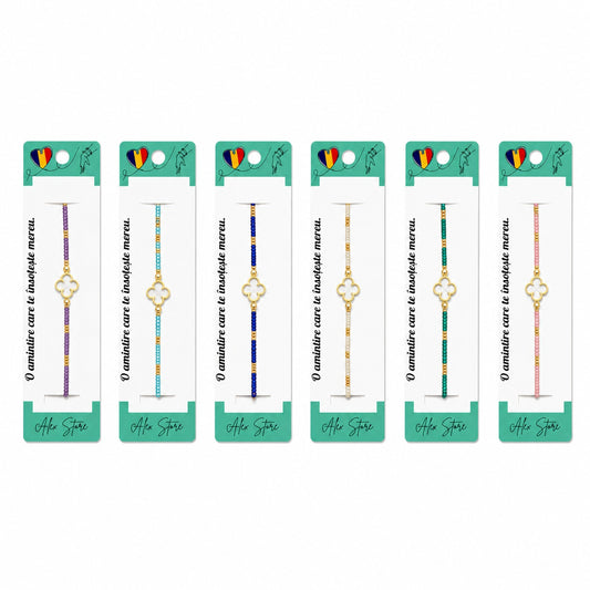 Set 12 Brățări cu Pandantiv Trifoi, Reglabile, Multicolore, Elegante și Delicate