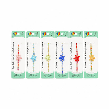 Set 12 Brățări cu Stea de Mare Colorată, Reglabile, Multicolore