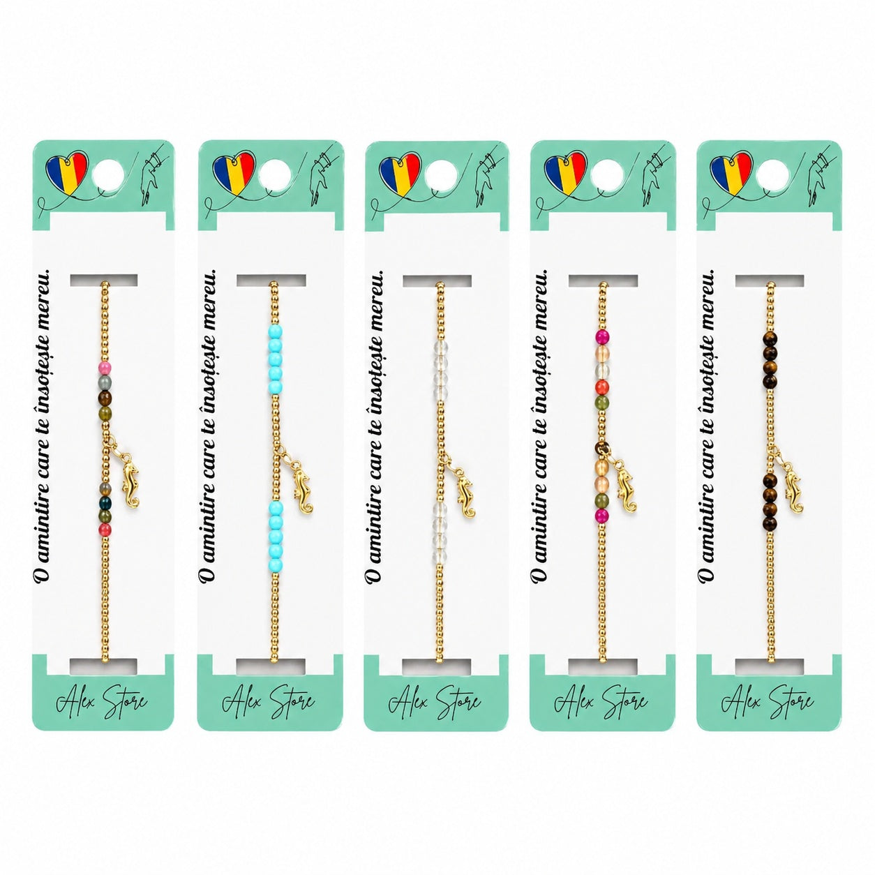 Set 12 Brățări de Mână Reglabile cu Pandantiv Căluț de Mare – Brățări Elegante cu Mărgele Colorate