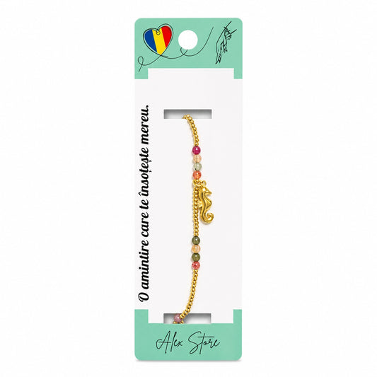 Set 12 Brățări de Mână Reglabile cu Pandantiv Căluț de Mare – Brățări Elegante cu Mărgele Colorate