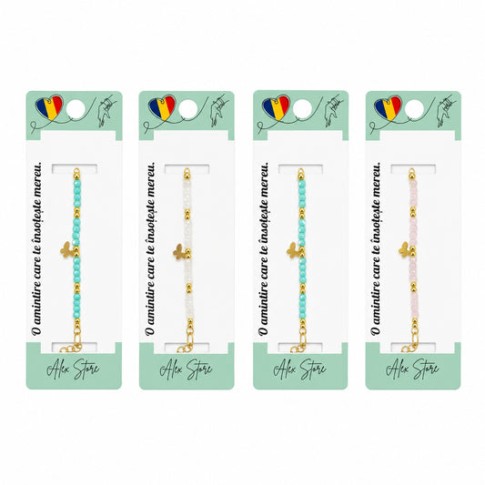 Set 12 Brățări de Mână Reglabile cu Pandantiv Fluturaș – Brățări Colorate