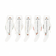 Set 12 bratari de picior Roxe, 20cm, cu margele colorate si pandantiv cirese