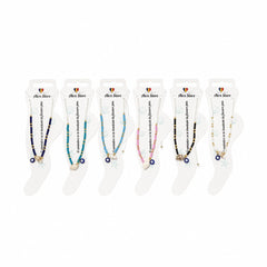 Set 12 bratari de picior Roxe, 20cm, cu scoica naturala si ochi protector, margele colorate, reglabile