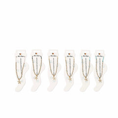 Set 12 bratari de picior Roxe, 20cm, cu steluta aurie si perle albe, reglabile