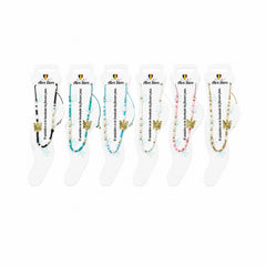 Set 12 bratari de picior Roxe, 20cm, model perlute si fluturas, culori aleatorii, reglabil
