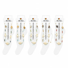 Set 12 bratari de picior Roxe, 20cm, model scoica stea si testoasa, culori aleatorii, reglabile