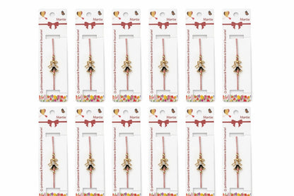 Set 12 bratari martisor cu cosar cu scara, simbol noroc, snur reglabil alb-rosu