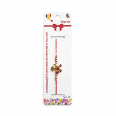 Set 12 bratari martisor cu figurina cosar norocos, snur reglabil rosu-alb
