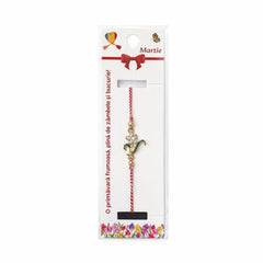 Set 12 bratari martisor cu floare metalica si petale din strasuri, snur reglabil