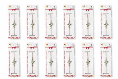 Set 12 bratari martisor cu floare metalica si petale din strasuri, snur reglabil